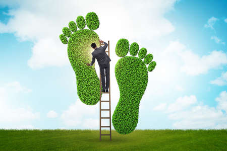 The carbon footprint concept with businessmanの写真素材