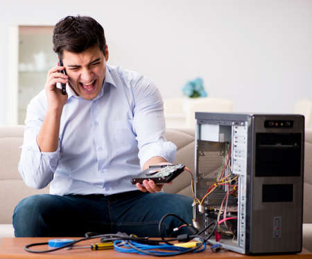 Angry customer trying to repair computer with phone support