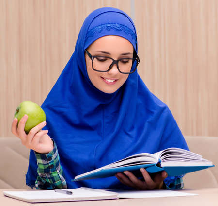 Muslim girl preparing for entry examsの写真素材