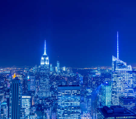 The view of new york manhattan during sunset hours