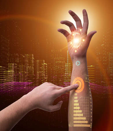 The human robotic hand in futuristic concept