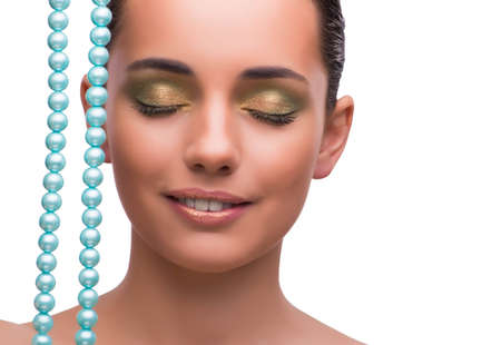 Beautiful woman in fashion concept isolated on whiteの写真素材