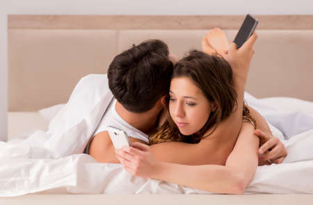 Family conflict with wife husband in bed