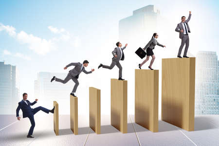 Domino effect and the competition conceptの写真素材