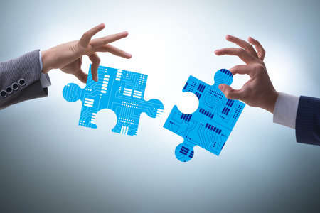 Digital transformation concept with jigsaw puzzle
