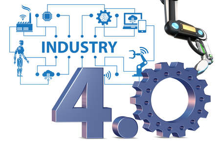 The industry 4.0 concept with various stages - 3d renderingの写真素材