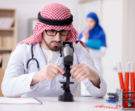 Arab doctor working in the lab hospitalの写真素材
