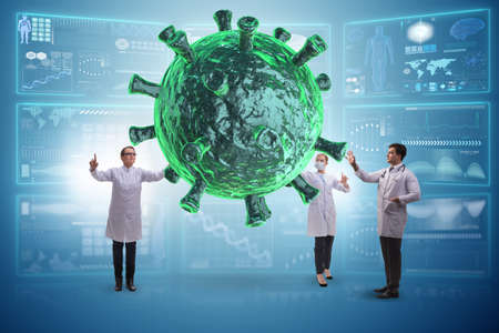 Coronavirus concept with doctor looking for cure