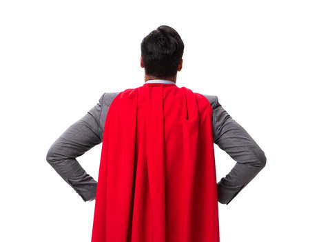 Super hero businessman isolated on white