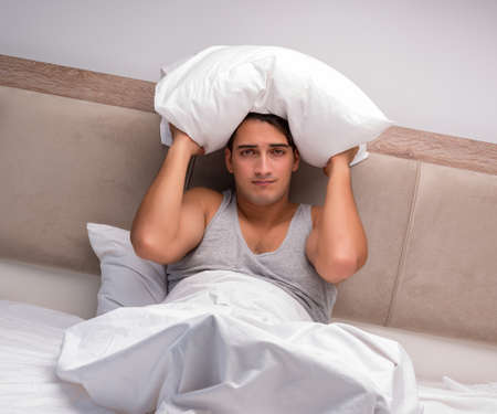 Man suffering from bad case of insomniaの写真素材