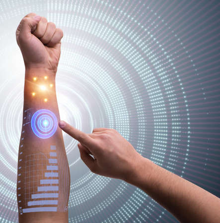 The human robotic hand in futuristic concept