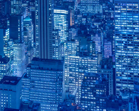 The view of new york manhattan during sunset hoursの写真素材