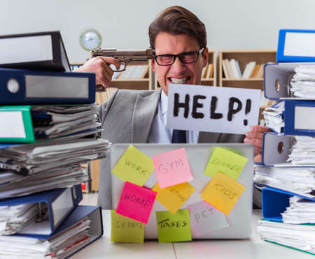 Busy businessman asking for help with work