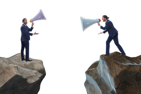 Businessman shouting with loudspeaker at each other
