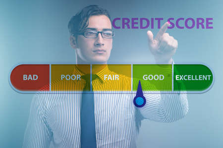 Businessman in credit score concept