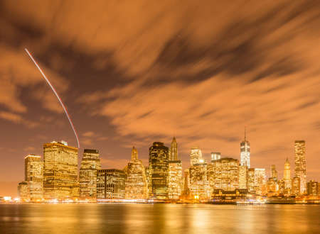 The view of lower manhattan from brooklynの写真素材