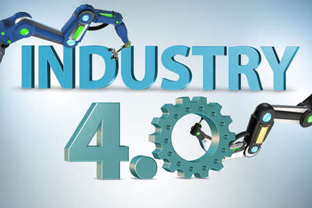The industry 4.0 concept with various stages - 3d renderingの写真素材