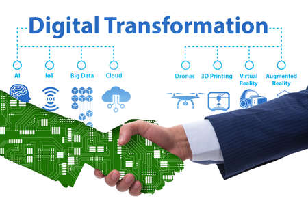 Digital transformation concept with handshakeの写真素材