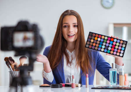 Beauty fashion blogger recording video