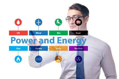 Energy mix concept with businessmanの写真素材