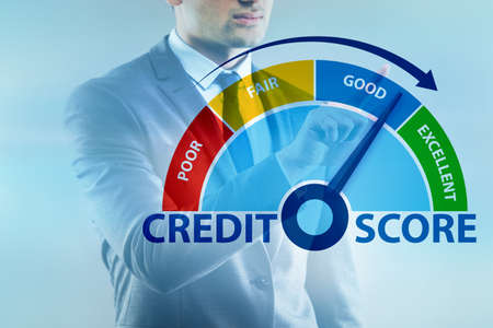 Businessman in credit score concept