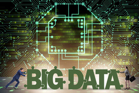 The big data concept with jigsaw puzzle piecesの写真素材