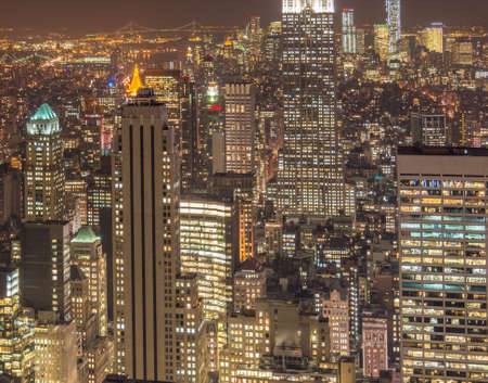 The view of new york manhattan during sunset hoursの写真素材