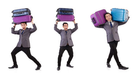 Travel vacation concept with luggage on whiteの写真素材
