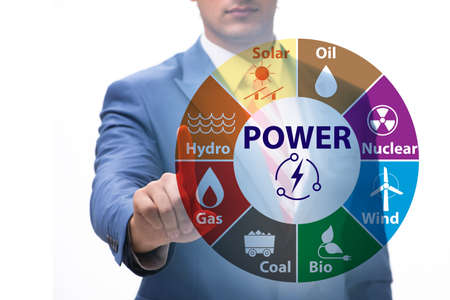 Energy mix concept with businessman