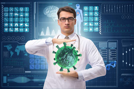 Doctor researching coronavirus in the labの写真素材