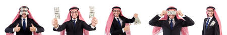Arab businessman in eyeglasses with dollar in funny concept isolの写真素材