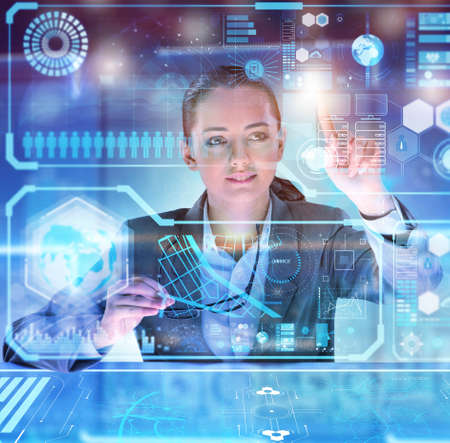 Woman analyst working with big data
