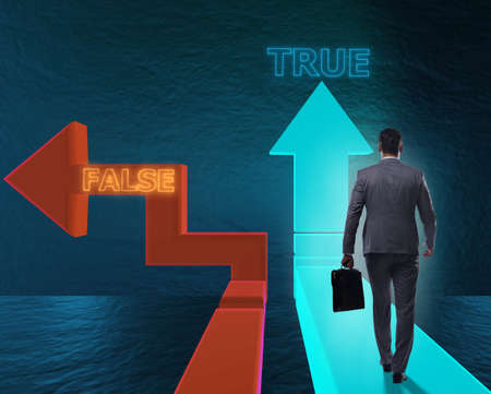 Businessman in difficult choice concept