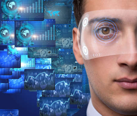 Futuristic vision concept with businessman