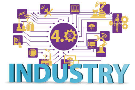 Industry 4.0 concept with various stages - 3d renderingの写真素材