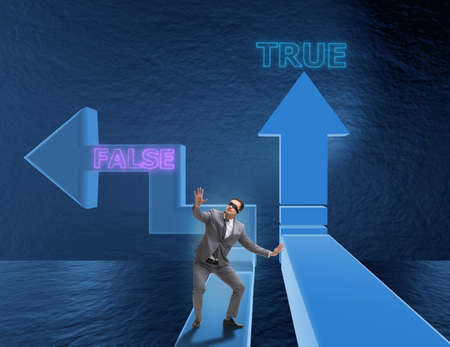 Businessman in difficult choice conceptの写真素材