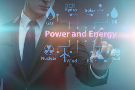 Energy mix concept with businessman
