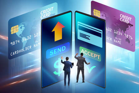The businessman in money transfer concept