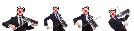 Funny clown businessman isolated on the white background