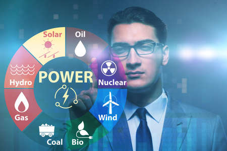 Energy mix concept with businessman