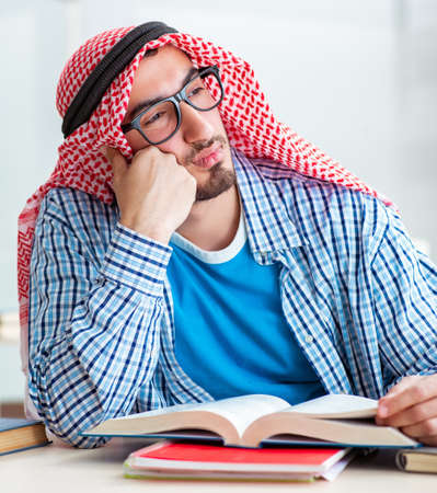 Arab student preparing for university examsの写真素材