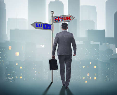 Businessman in Brexit concept - UK leaving EUの写真素材