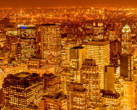 The view of new york manhattan during sunset hoursの写真素材