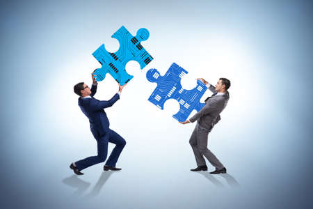 Digital transformation concept with the jigsaw puzzle