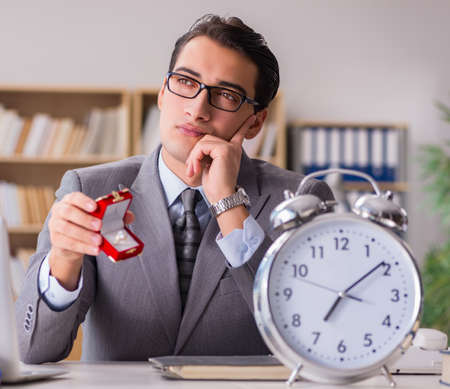 Romantic concept with man making marriage proposalの写真素材