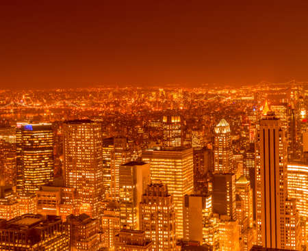 View of New York Manhattan during sunset hours