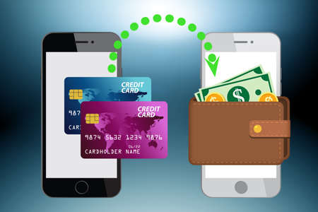 Concept of mobile wallet transfers - 3d rendering