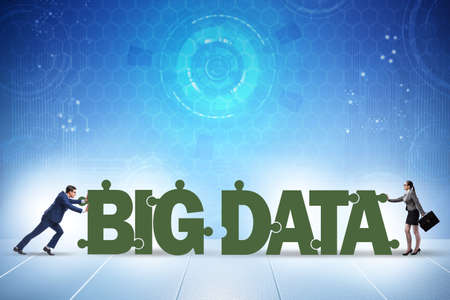 Big data concept with jigsaw puzzle piecesの写真素材