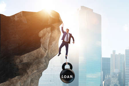 Concept of debt and load with businessman