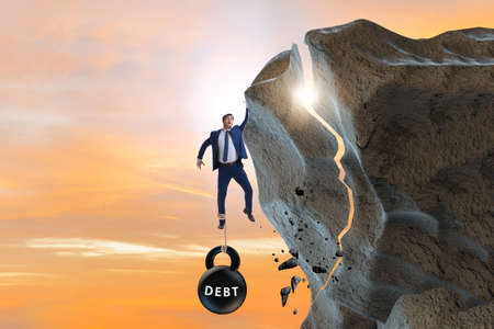 Concept of debt and load with businessman